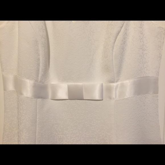 B. Moss Lined White Bow Dress  NWT  Sz 8 - Picture 2 of 4